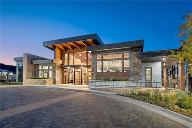 View of outdoor building at dusk