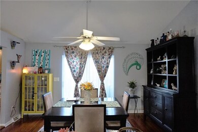 Dining room with sliding door access to the rear d