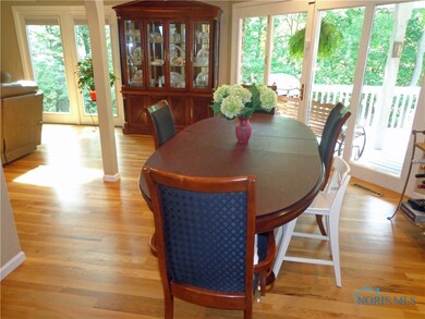 Dinning room with glass patio door to deck to Righ