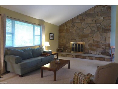 Vaulted Living Room with Full Wall, Raised Hearth,