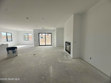 Living area and fireplace