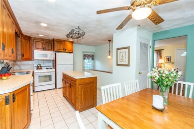Kitchen with living room off to the right.