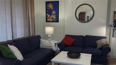 The living room from the entry foyer.