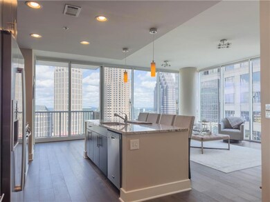 Kitchen with floor to ceiling windows, healthy amo