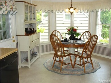 Sunshine flows through the bay windows lighting up