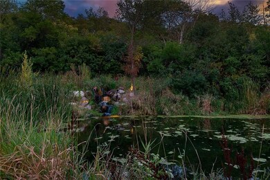 Water feature at twilight.