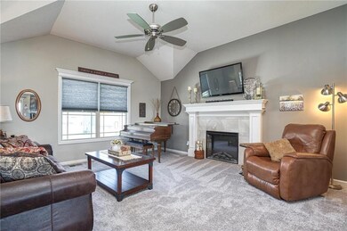 Large family room with fireplace