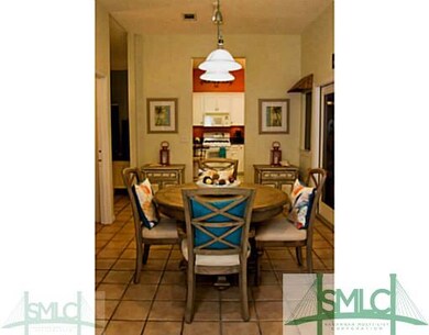 Dining Room. Easy care ceramic tile