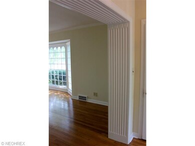 Wide fluted trim greets you at the living room ent