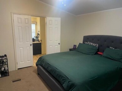 Bedroom featuring carpet floors, visible vents, va