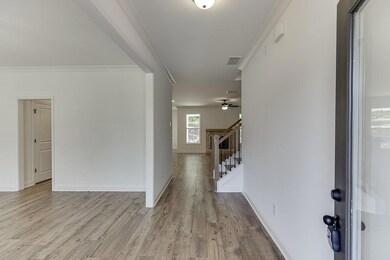 Entryway featuring light wood-style floors, visibl