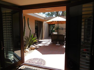 Custom front door welcomes guests.