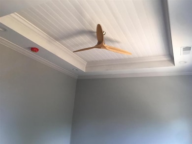 Master bedroom has beautiful vaulted ceiling with tongue and groove accent!