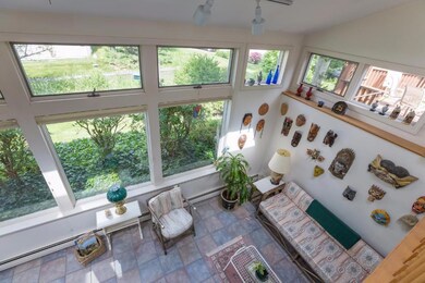 Looking down from dining area to...