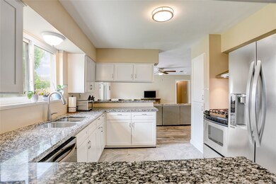 Close up of granite countertops. Lots of counter s