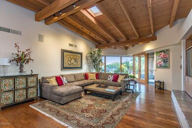 Living Room w/Vaulted Beamed Ceilings
