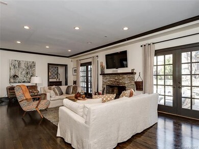 Family room, with new stacked stone fireplace and 