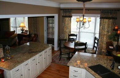 Kitchen opens to family room, so everyone can be a part of the festivities.