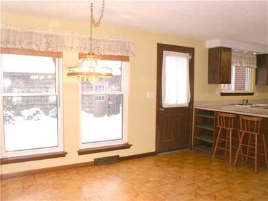 Kitchen. View from the eating area.  Note the brea