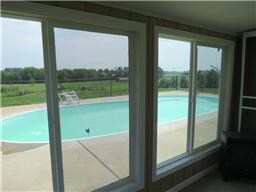 View of pool from kitchen
