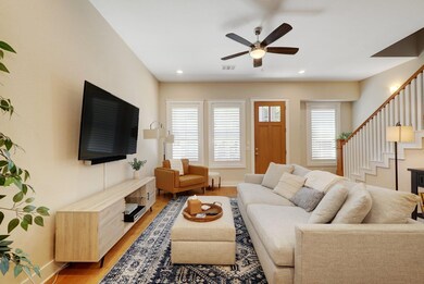 Living area featuring light wood-type flooring, a