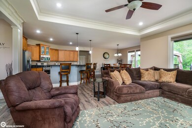 living room, kitchen, dining
