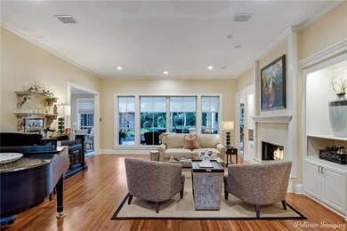 Light filled living room with a view of the back y