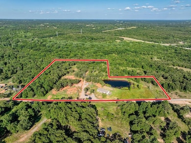 Aerial view of property's location with a forest and property boundaries highlighted