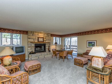 Lower level walk out rec room with limestone firep