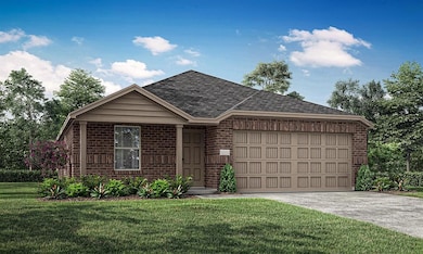 Ranch-style house with brick siding, a front yard,