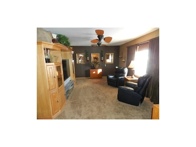 Living Room with newer Carpet/Double Fan