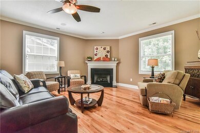 Living room with gas log insert.
