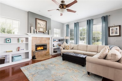 17 x 15 Family room with wood burning fireplace, c