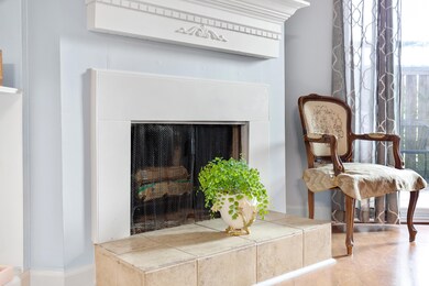 Cozy wood burning fireplace