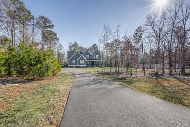 Long private driveway with view of house and yard.