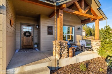 Timbered covered front porch