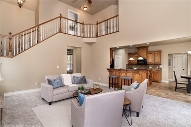 Beautiful staircase highlights the living room