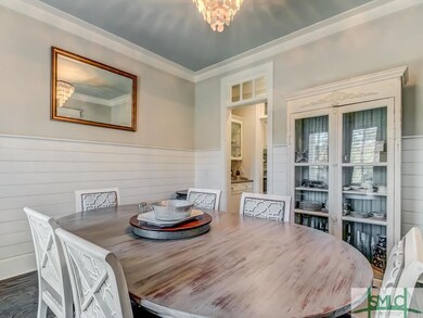 Casual coastal dining room with nickel gap.