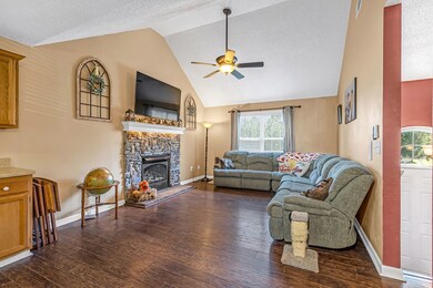 Living Room with Vaulted Ceiling