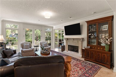 Family Room with French Doors and Large Windows