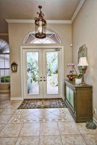Foyer Area with Etched Glass Doors