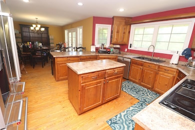 kitchen opens up to dining room