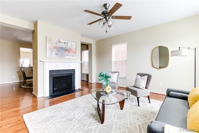 Living room with gas fireplace.