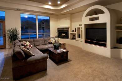 Family room with fireplace off kitchen