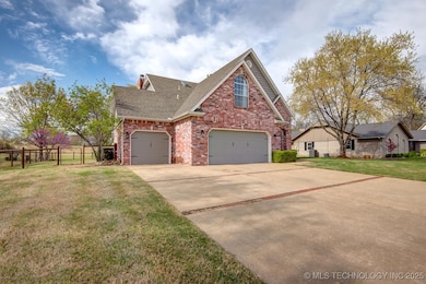 Front with long driveway