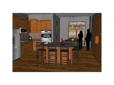 Kitchen. Large 6 person Island, All wood cabinets,