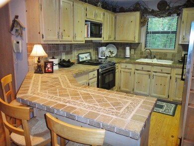 Breakfast bar with tile.