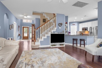 The downstairs features an open floor plan from th