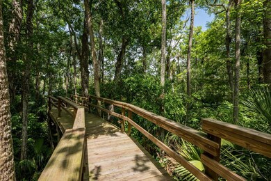 Gorgeous trees line the path between the home and private dock.