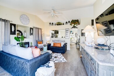 View from living room into open concept kitchen